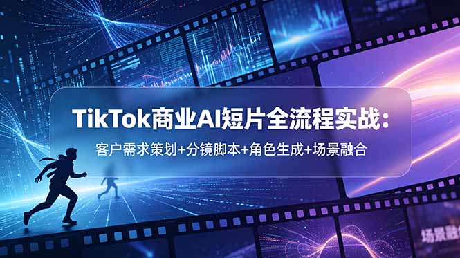 TikTok商业AI短片全流程实战：客户需求策划+分镜脚本+角色生成+场景融合-副业网