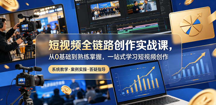 短视频全链路创作实战课，从0基础到熟练掌握，一站式学习短视频创作-副业网