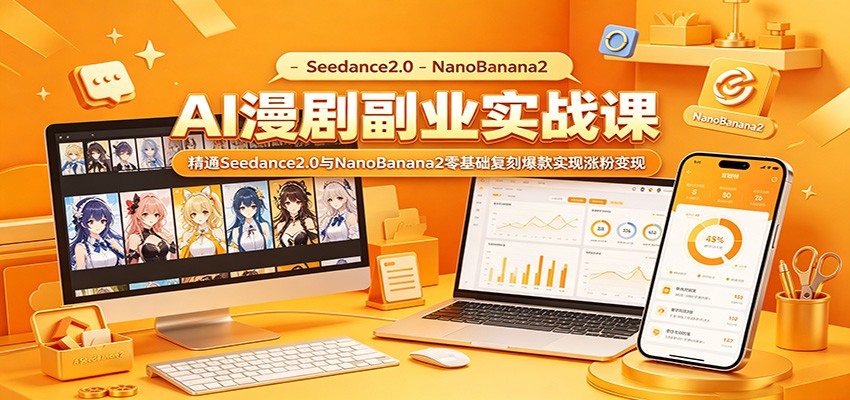 AI漫剧副业实战课：精通Seedance2.0与NanoBanana2零基础复刻爆款实现涨粉变现-副业网