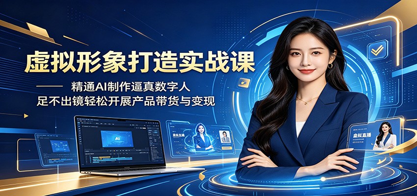 虚拟形象打造实战课：精通AI制作逼真数字人，足不出镜轻松开展产品带货与变现-副业网