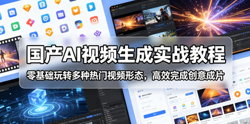 国产AI视频生成实战教程，零基础玩转多种热门视频形态，高效完成创意成片-副业网