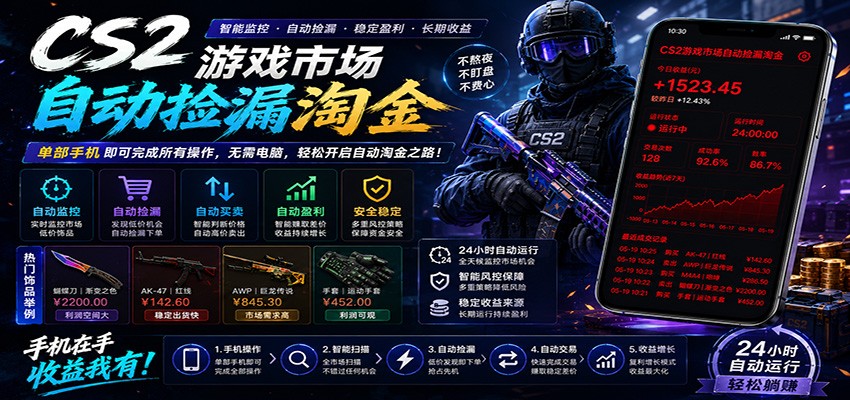 CSGO挂机捡漏项目通过利用游戏饰品交易机制，结合薄凉软件辅助捡漏，实现盈利-副业网