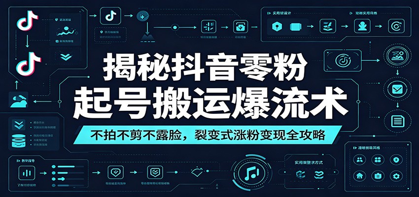 揭秘抖音零粉起号搬运爆流术：不拍不剪不露脸，裂变式涨粉变现全攻略-副业网