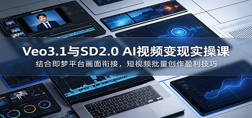 Veo3.1与SD2.0 AI视频变现实操课课：结合即梦平台画面衔接，短视频批量创作盈利技巧-副业网