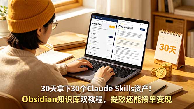 30天拿下30个Claude Skills资产！Obsidian知识库双教程，提效还能接单变现-副业网