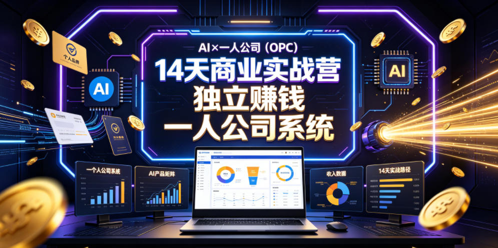 AI×一人公司(OPC)14天商业实战营，用AI帮你搭建一个属于你自己的、能独立賺钱的一人公司系统-副业网