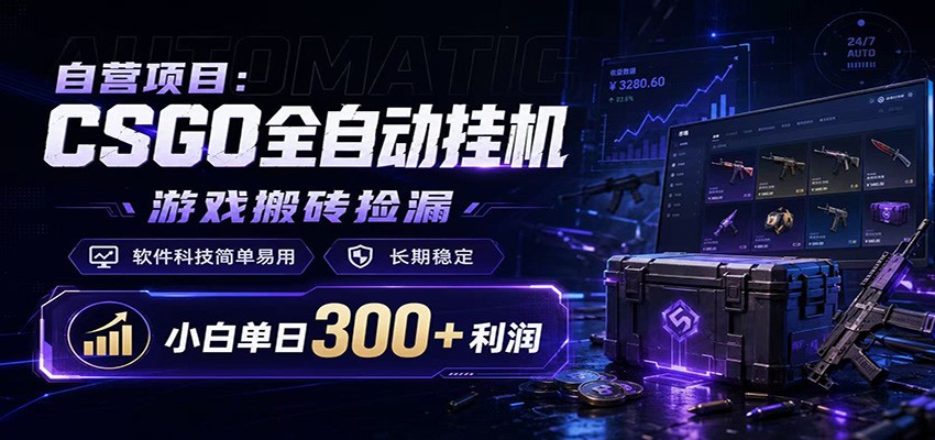 CSGO挂机捡漏项目通过利用游戏饰品交易机制，结合薄凉软件辅助捡漏，实现盈利-副业网