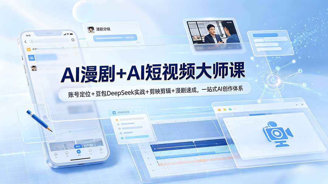 AI漫剧+AI短视频大师课：账号定位+豆包DeepSeek实战+剪映剪辑+漫剧速成，一站式AI创作体系-副业网