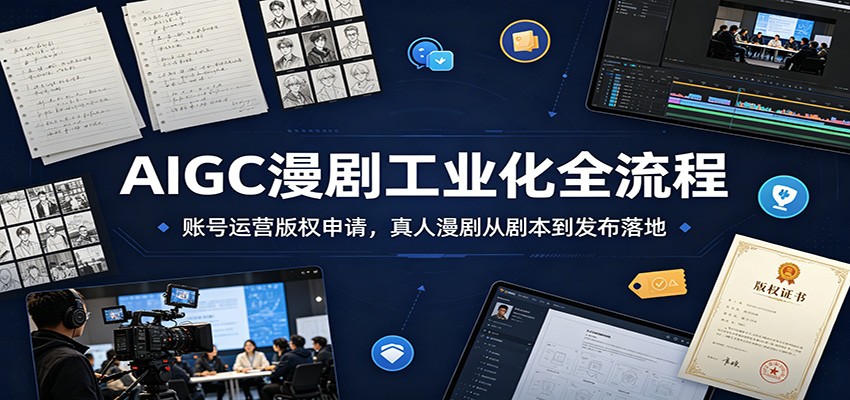 AIGC漫剧工业化全流程：账号运营版权申请，真人漫剧从剧本到发布落地-副业网