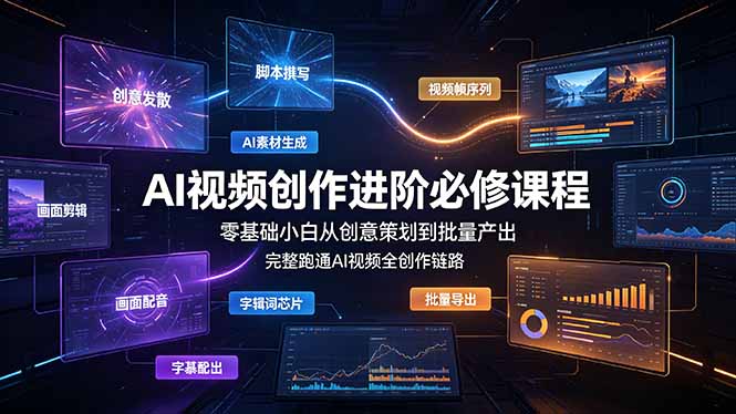 AI视频创作进阶必修课程：零基础小白从创意策划到批量产出，完整跑通AI视频全创作链路-副业网