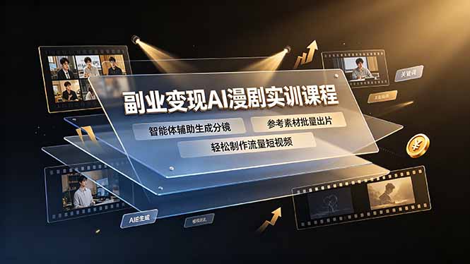 副业变现AI漫剧实训课程，智能体辅助生成分镜，参考素材批量出片，轻松制作流量短视频-副业网
