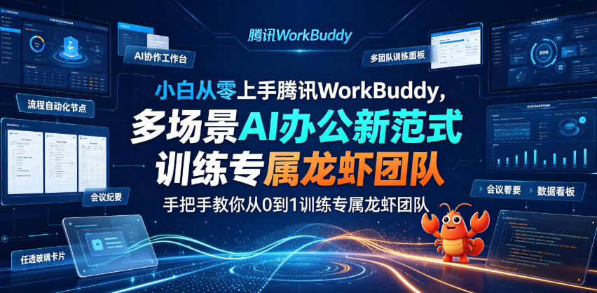 小白从零上手腾讯WorkBuddy，多场景AI办公新范式实战，手把手教你从0到1训练专属龙虾团队-副业网
