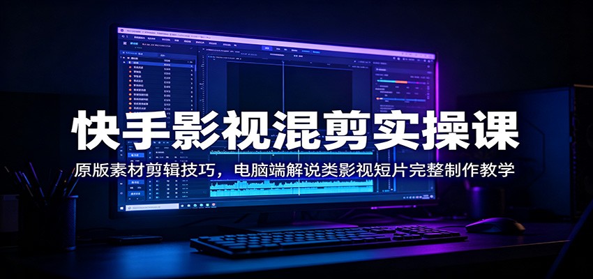 快手影视混剪实操课：原版素材剪辑技巧，电脑端解说类影视短片完整制作教学-副业网