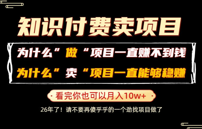 普通人为什么能够靠卖项目轻松月入10W+，而做项目却容易成炮灰，卖项目为什么能够稳賺不赔？【揭秘】-副业网