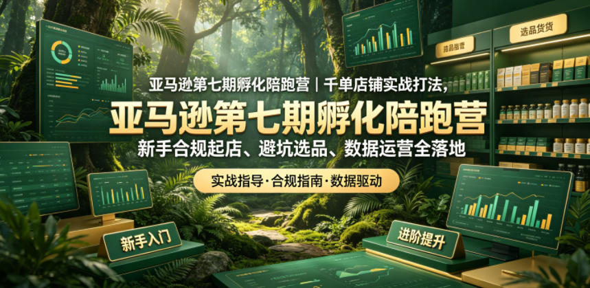 亚马逊孵化陪跑营｜千单店铺实战打法，新手合规起店、避坑选品、数据运营全落地(更新0708)-副业网