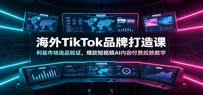 海外TikTok品牌打造课：利基市场选品验证，爆款短视频AI内容付费投放教学-副业网