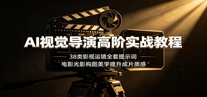 AI视觉导演高阶实战教程：38类影视运镜全套提示词，电影光影构图美学提升成片质感-副业网