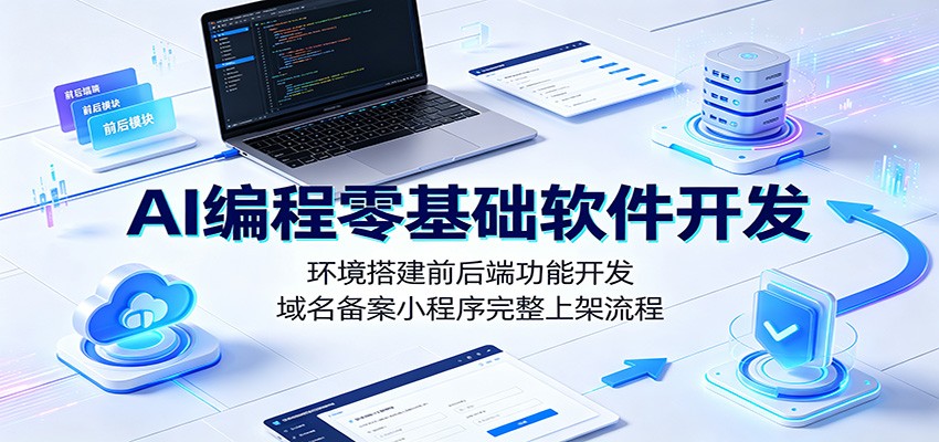 AI编程零基础软件开发：环境搭建前后端功能开发，域名备案小程序完整上架流程-副业网
