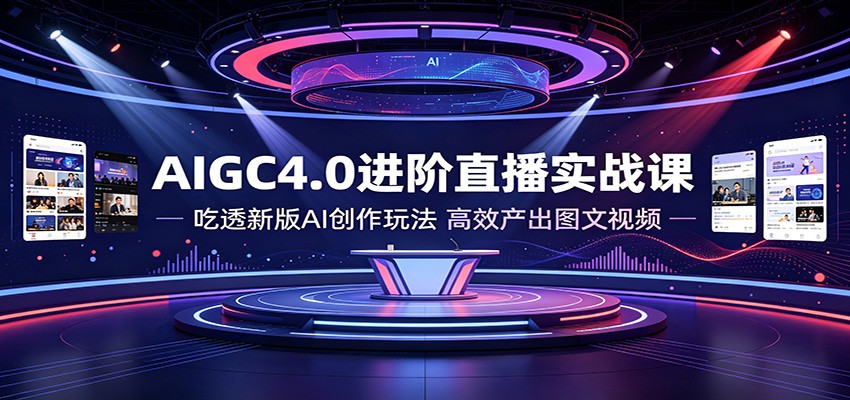 AIGC4.0进阶直播实战课：吃透新版AI创作玩法，高效产出图文视频-副业网