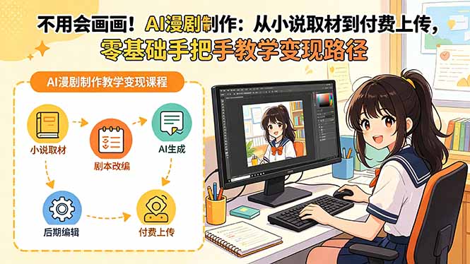 不用会画画！AI漫剧制作：从小说取材到付费上传，零基础手把手教学变现路径(更新-副业网