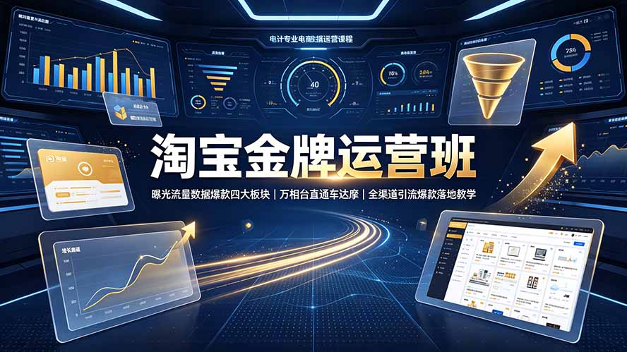 淘宝金牌运营班-7月：曝光流量数据爆款四大板块｜万相台直通车达摩｜全渠道引流爆款落地教学-副业网