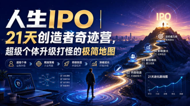 人生IPO︱21天创造者奇迹营，​超级个体升级打怪的极简地图-副业网