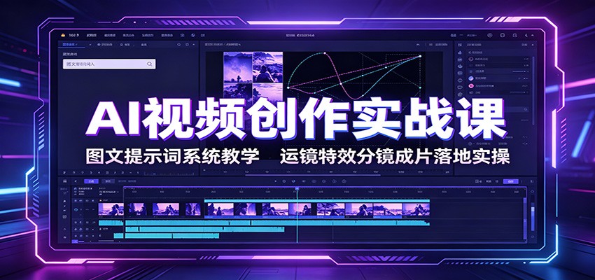 AI视频创作实战课：图文提示词系统教学，运镜特效分镜成片落地实操-副业网
