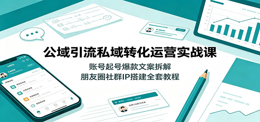 公域引流私域转化运营实战课：账号起号爆款文案拆解，朋友圈社群IP搭建全套教程-副业网