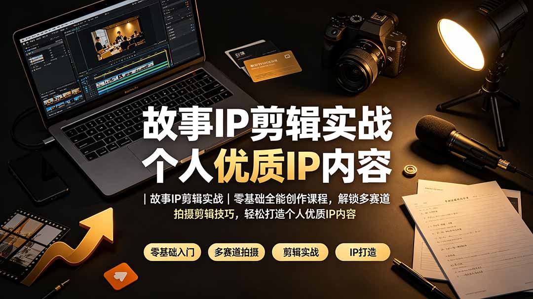 故事IP剪辑实战｜零基础全能创作课程，解锁多赛道拍摄剪辑技巧，轻松打造个人优质IP内容-副业网
