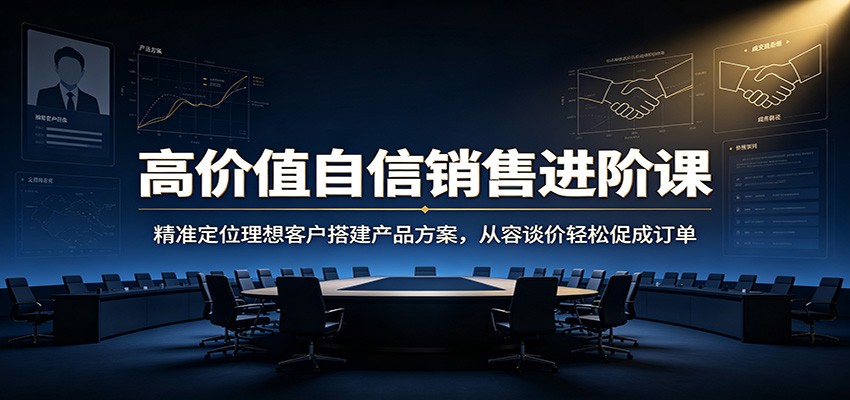 高价值自信销售进阶课：精准定位理想客户搭建产品方案，从容谈价轻松促成订单-副业网