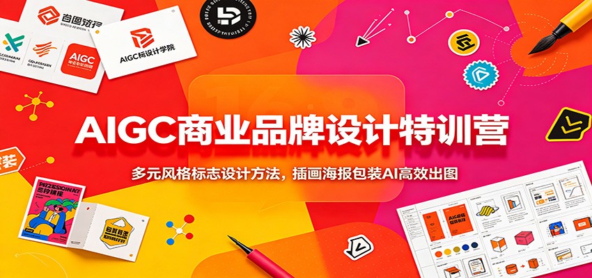 AIGC商业品牌设计特训营：多元风格标志设计方法，插画海报包装AI高效出图-副业网