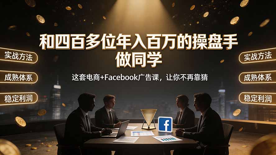 和四百多位年入百万的操盘手做同学——这套电商+Facebook广告课，让你不再靠猜【原创双语字幕】-副业网