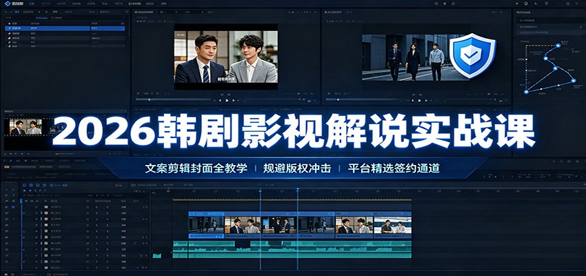 2026韩剧影视解说实战课：文案剪辑封面全教学，规避版权冲击平台精选签约通道-副业网