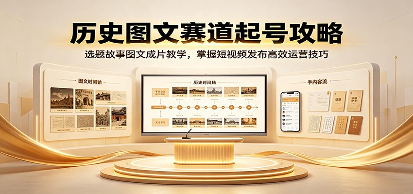 历史图文赛道起号攻略：选题故事图文成片教学，掌握短视频发布高效运营技巧-副业网