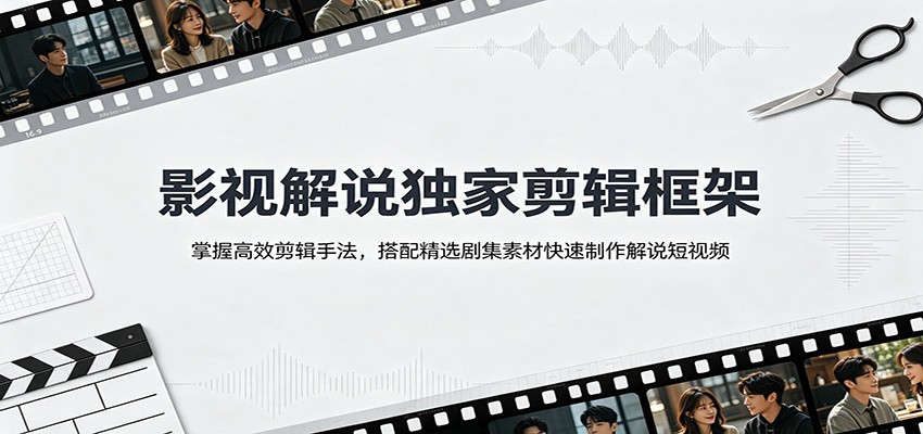 影视解说独家剪辑框架：掌握高效剪辑手法，搭配精选剧集素材快速制作解说短视频-副业网