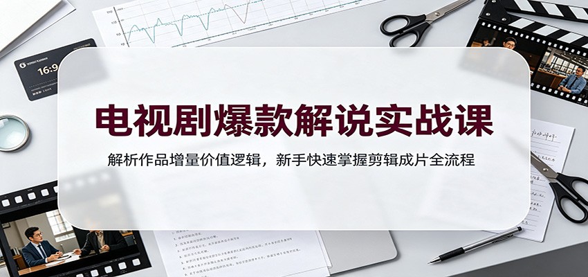 电视剧爆款解说实战课：解析作品增量价值逻辑，新手快速掌握剪辑成片全流程-副业网