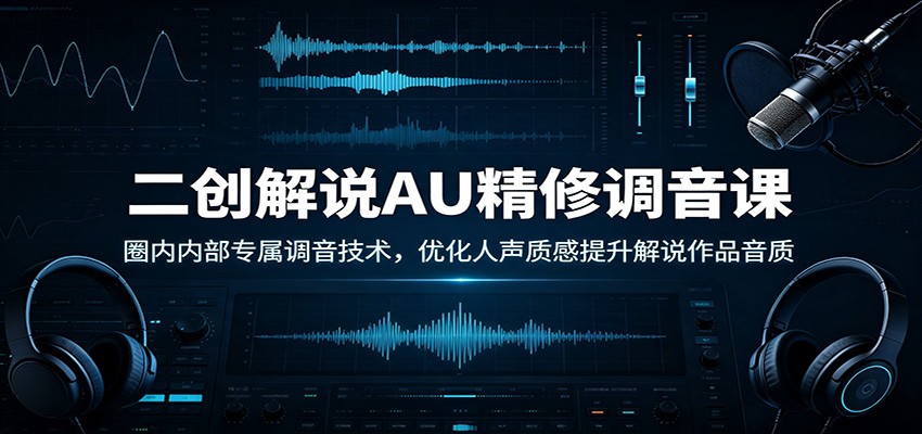 二创解说AU精修调音课：圈内内部专属调音技术，优化人声质感提升解说作品音质-副业网