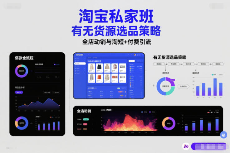 淘宝私家班，有无货源选品策略，高成功率爆款全流程打法，全店动销与淘短+付费引流(更新2026年08月05日)-副业网