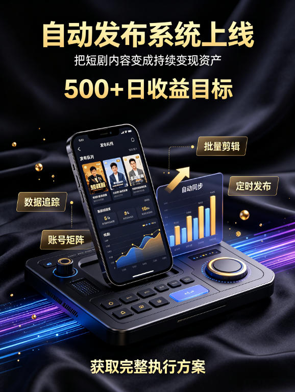 还在找靠谱线上副业？快手短剧项目，全程自动发布内容，不用熬夜做视频，轻松日入500+【揭秘】-副业网