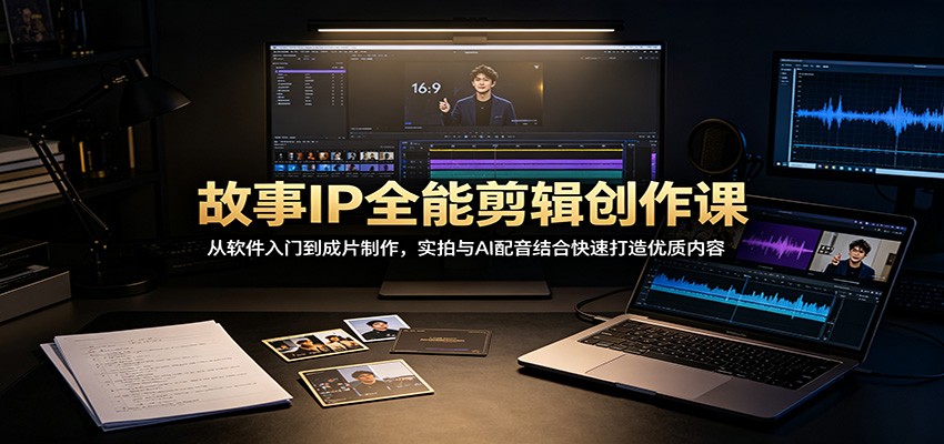 故事IP全能剪辑创作课：从软件入门到成片制作，实拍与AI配音结合快速打造优质内容-副业网