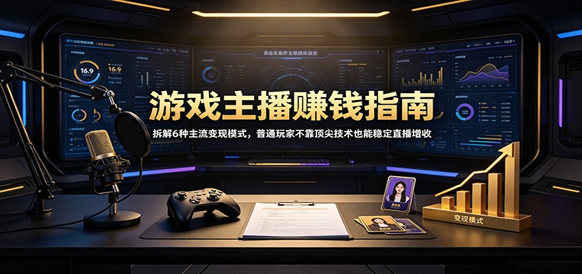 游戏主播赚钱指南：拆解6种主流变现模式，普通玩家不靠顶尖技术也能稳定直播增收-副业网