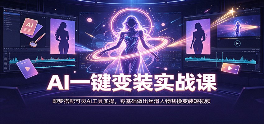 AI一键变装实战课：即梦搭配可灵AI工具实操，零基础做出丝滑人物替换变装短视频-副业网