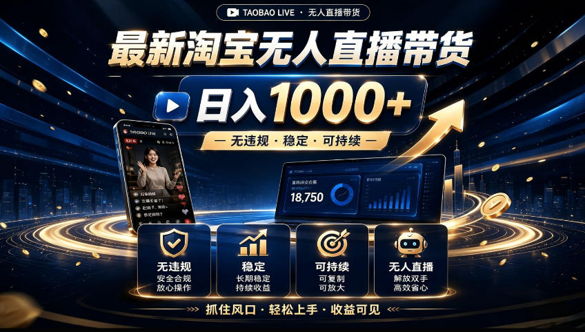 2026淘宝无人直播15.0，独家新技术，不用露脸、不用熬夜，自动直播自动出单，25小时卖17W【揭秘】-副业网