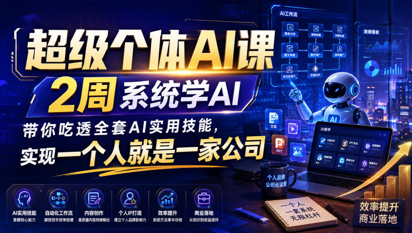超级个体AI课，2周系统学AI，带你吃透全套AI实用技能，实现一个人就是一家公司(更新0818)-副业网