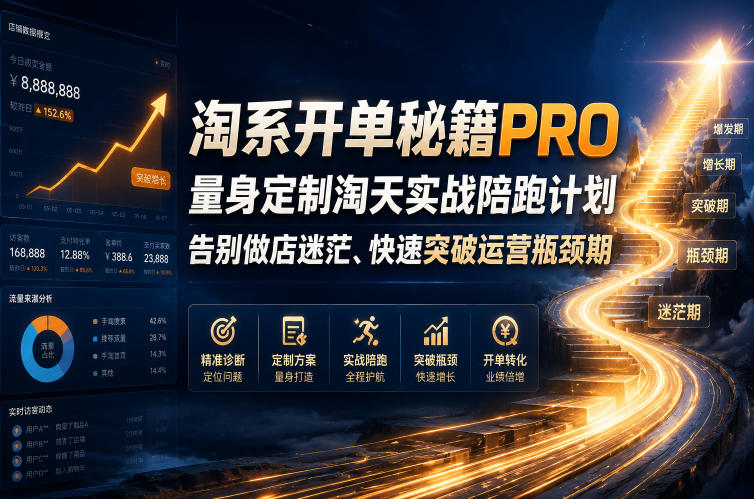 淘系开单秘籍PRO，量身定制淘天实战陪跑计划，告别做店迷茫、快速突破运营瓶颈期(更新260823)-副业网