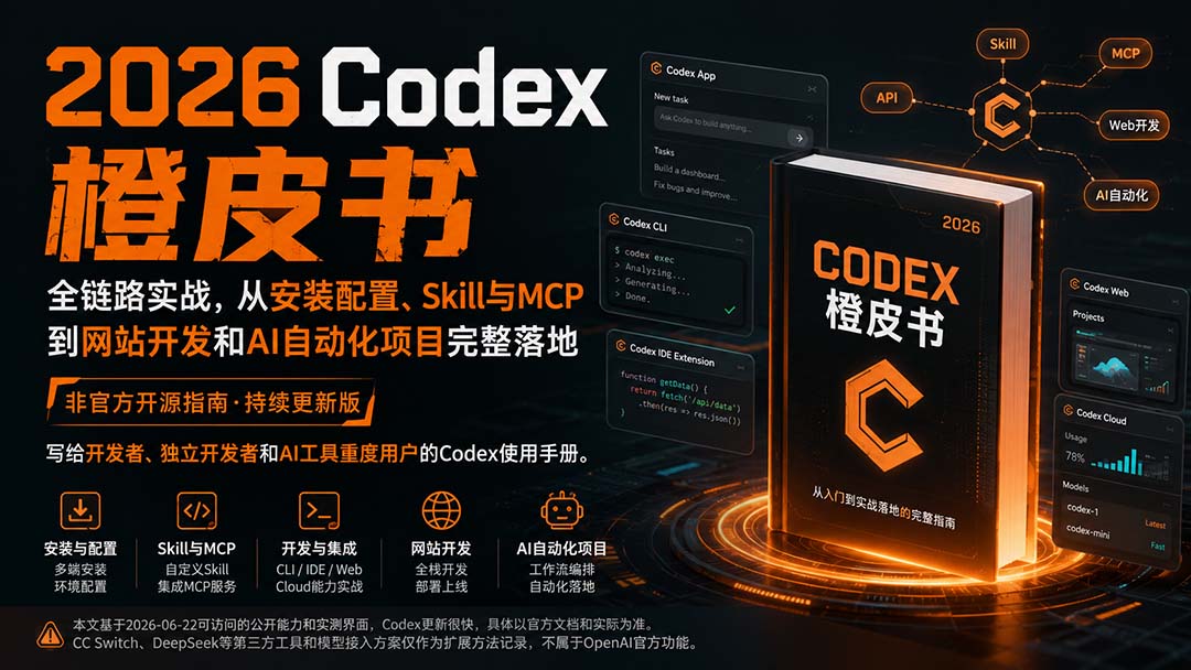 2026Codex橙皮书：全链路实战，从安装配置、Skill与MCP到网站开发和AI自动化项目完整落地-副业网