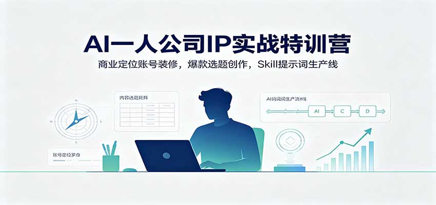 AI一人公司IP实战特训营：商业定位账号装修，爆款选题创作，Skill提示词生产线-副业网