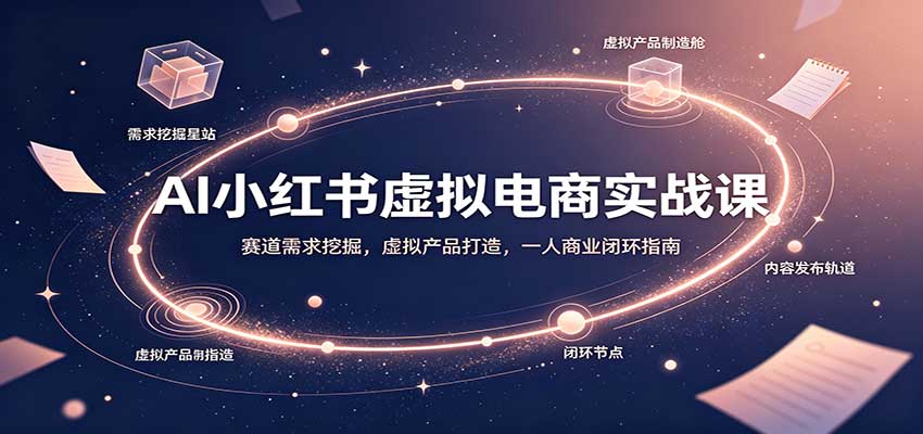 AI小红书虚拟电商实战课：赛道需求挖掘，虚拟产品打造，一人商业闭环指南-副业网