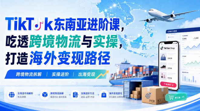 TikTok东南亚进阶课，吃透跨境物流与实操，打造海外变现路径-副业网
