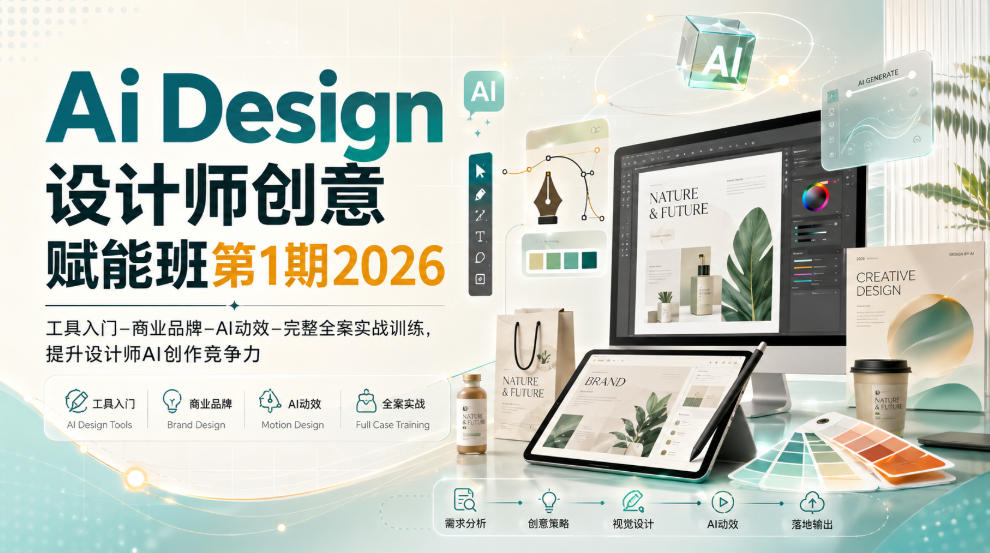 Ai Design设计师创意赋能班第1期2026｜工具入门‑商业品牌‑AI动效‑完整全案实战训练，提升设计师AI创作竞争力-副业网